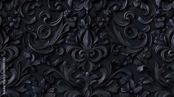 Fototapeta Elegant dark floral relief pattern photo for backgrounds and decorative designs with artistic details