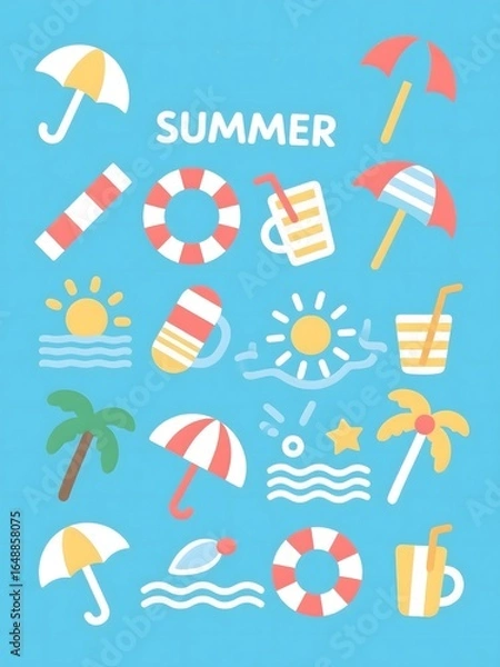 Obraz Vector icon with a cool summer theme