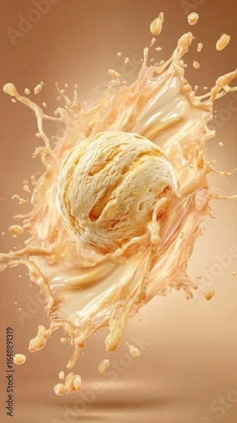 Fototapeta Ice cream scoop in a creamy splash