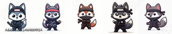Fototapeta vector of a wolf in a ninja costume