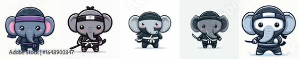 Obraz elephant vector in ninja costume