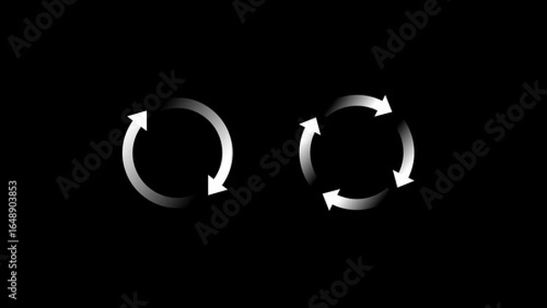 Fototapeta Two Circular Arrow Loading Spinners on Black refresh
