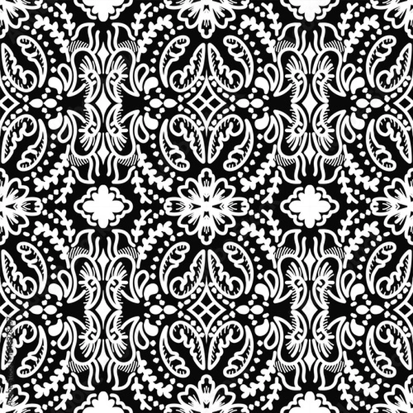Fototapeta Ethnic background, seamless pattern, fabric traditional, motif ornament, ikat pattern, seamless geometric, doodles line, geometric and tribal-inspired, freehand drawing design, handmade Pattern.
