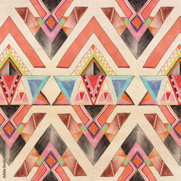 Obraz aztec tribal native hand drawing 