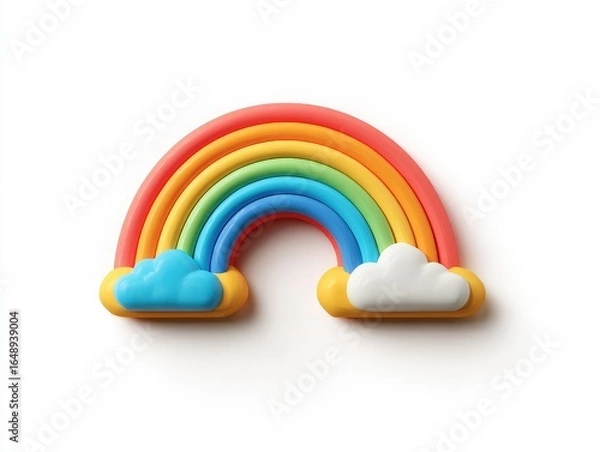 Fototapeta Colorful rainbow icon with clouds