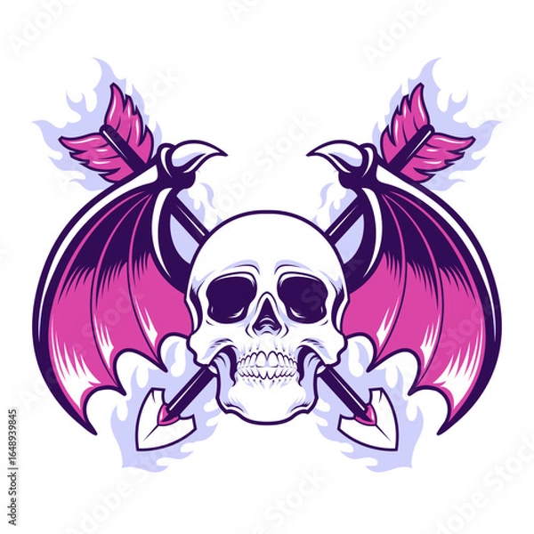 Obraz Retro skull with devil wings