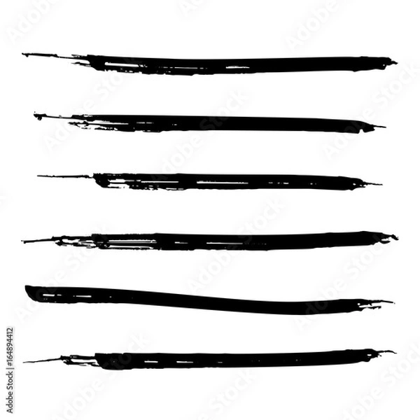 Fototapeta Set of black paint, ink brush strokes, lines. Dirty artistic design elements. Vector eps10.