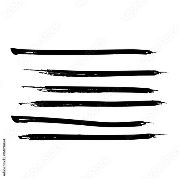 Fototapeta Set of black paint, ink brush strokes, lines. Dirty artistic design elements. Vector eps10.