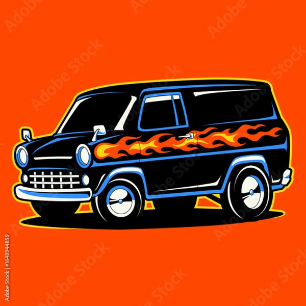 Obraz Retro Old Van car cartoon