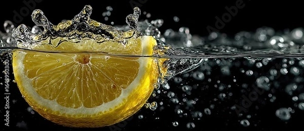 Obraz Lemon slice in water splash (1)