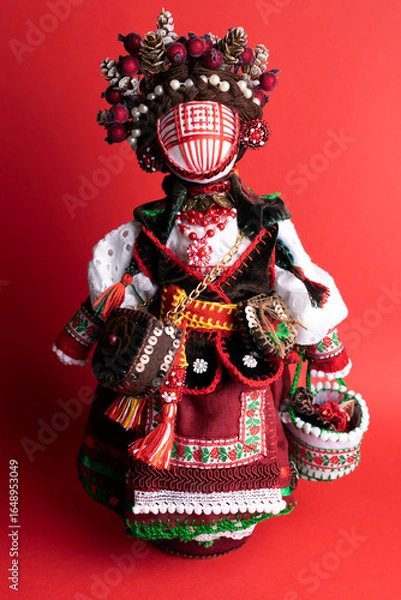 Fototapeta happy easter and motanka doll