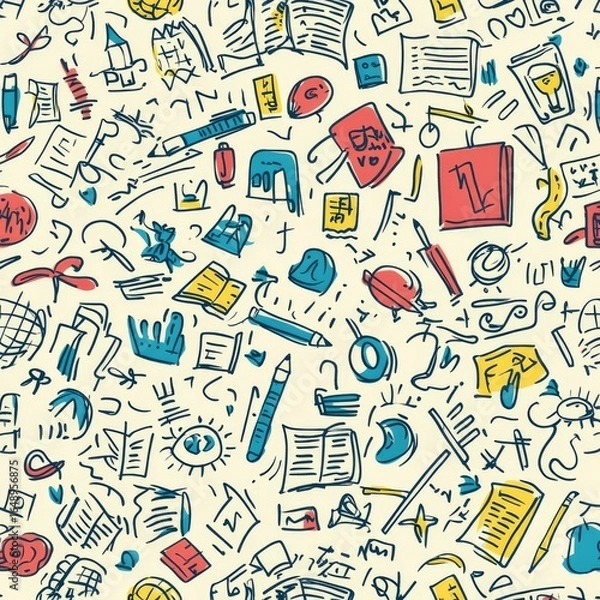 Fototapeta seamless pattern with school accessories