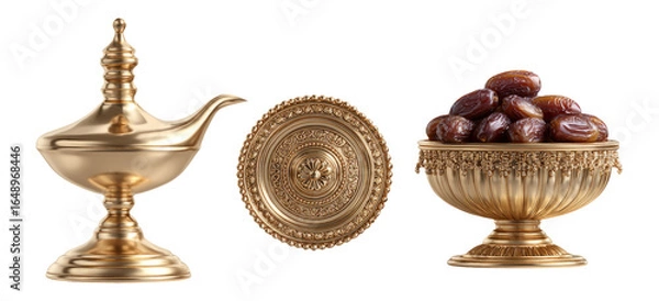 Fototapeta Elegant Golden Objects on Transparent Background for Creative Projects and Design