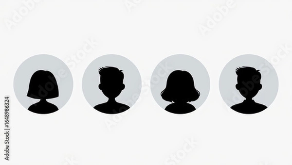 Obraz Icon of a person's head with a hat or mask, a simple vector silhouette for a user profile, group, or business avatar