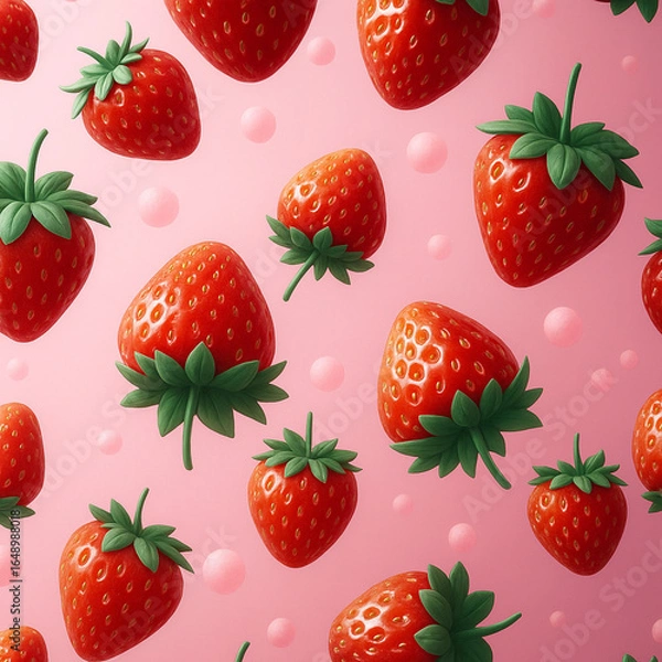 Obraz strawberry seamless background. the image generated by ia