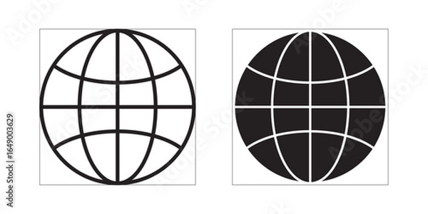 Fototapeta Globe world icon. Globe icon symbol set. Globe earth icons. Web icon set vector illustration stroke and fill.