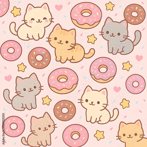 Fototapeta seamless pattern with funny cats