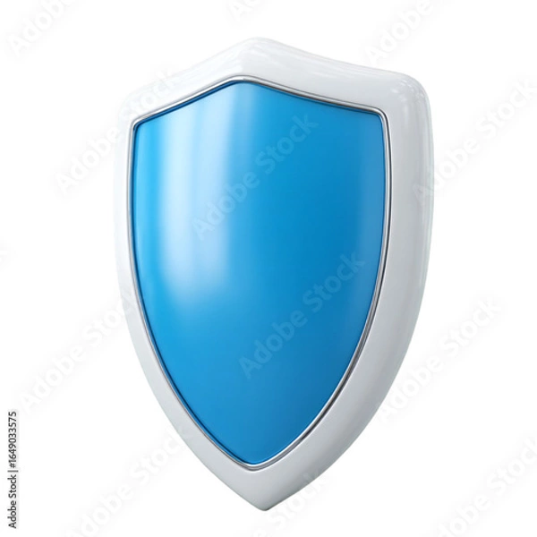 Fototapeta A blue shield with a white border, isolated on a transparent background, symbolizing protection, security, and defense