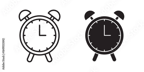 Fototapeta Alarm clock icon stroke and fill on white background. 
Alarm clock vector icon. Simple outline style, alarm clock ringing icon