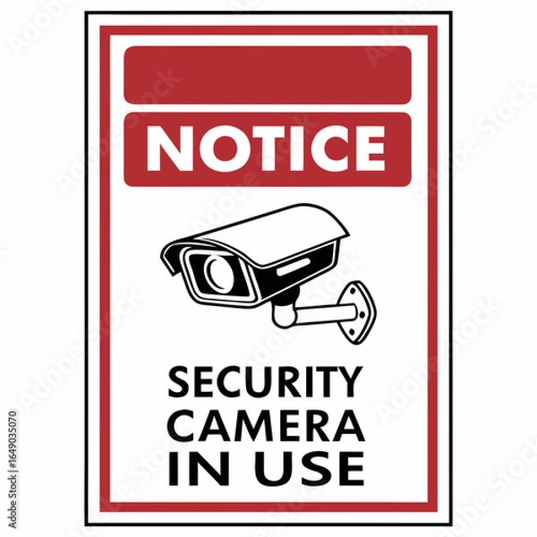 Obraz Security Camera In Use Sign - Vector Illustration for Adobe Stock.

