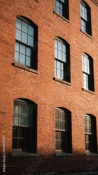 Fototapeta Red Brick Building with Arched Windows