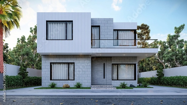 Obraz 3D illustration of a graceful two-story house 1