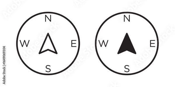 Fototapeta Compass icon Vector Illustration stroke and fill on white background. Compass stationary icon vector design templates simple and modern concept