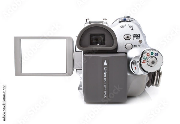 Fototapeta Digital camcorder isolated on white background