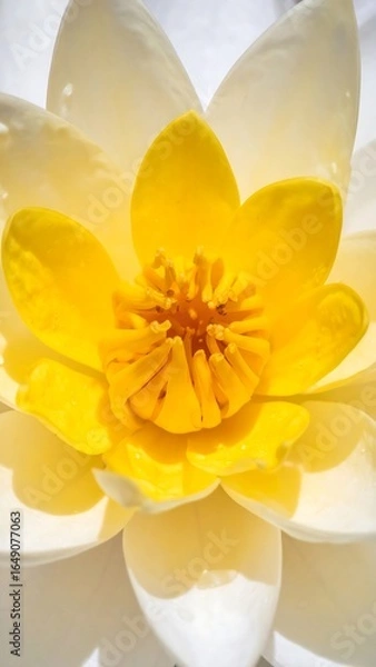 Fototapeta Close-up of a vibrant yellow and white lotus flower