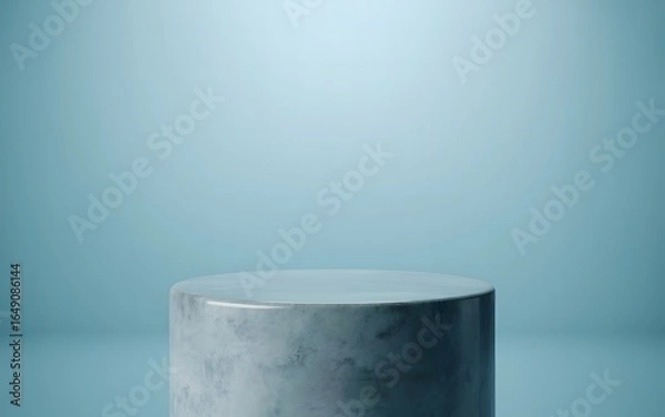 Fototapeta Minimalist Light Blue Studio with Marble Podium for Product Display and Presentation