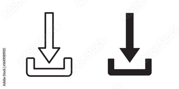 Fototapeta Download arrow icon. Download icon. Upload button. Load symbol stroke and fill on white bakcground.