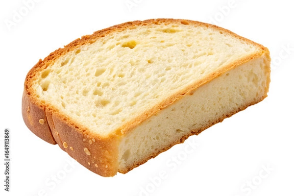 Fototapeta Single Slice of White Bread Isolated on Transparent Background