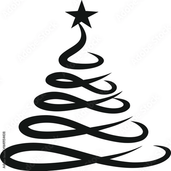 Obraz Abstract Swirl Christmas Tree Vector Icon
