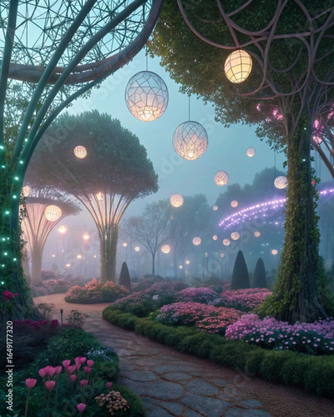 Obraz japanese garden in the night— AI GENERATED