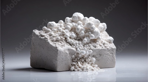 Obraz White textured foam block casting shadows on gray background for material science surface pattern concept minimal