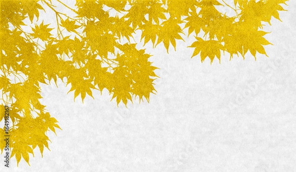 Fototapeta リアルなカエデを金箔で描いた、和風のシルエットアート