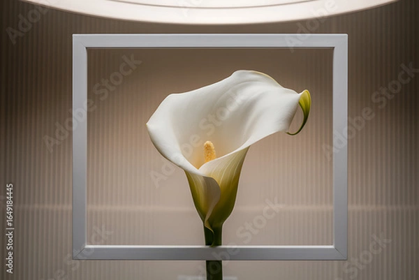 Fototapeta Elegant white calla lily bloom captured in a softly lit square frame