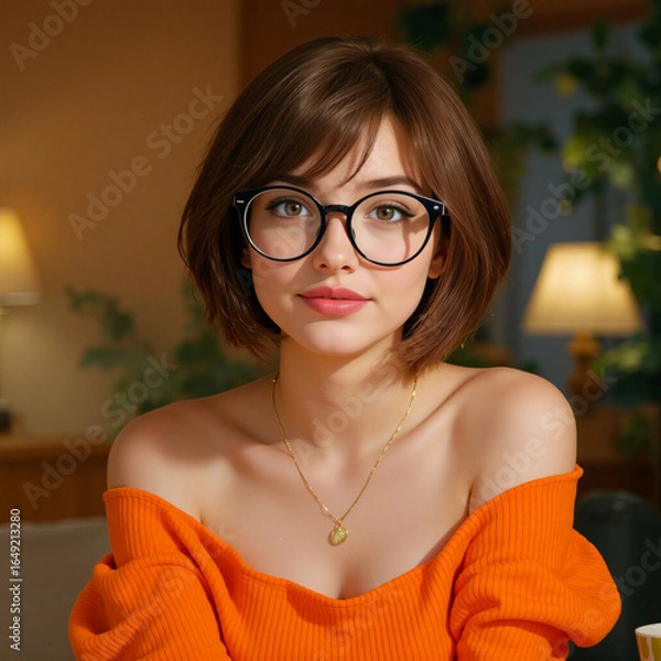 Fototapeta A portrait of a youthful character set against a serene1