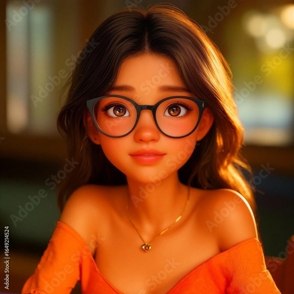 Fototapeta A portrait of a youthful character set against a serene1