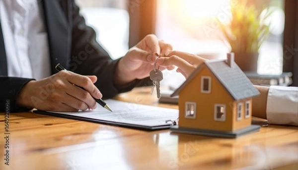 Fototapeta Real estate contract consultation scene