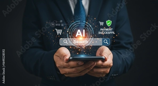 Fototapeta AI-Powered Secure Online Shopping Smart, Safe, and Seamless Transactions, Enhancing E-commerce Security with AI