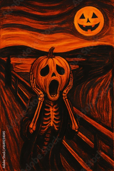 Obraz halloween background with skull and pumpkin