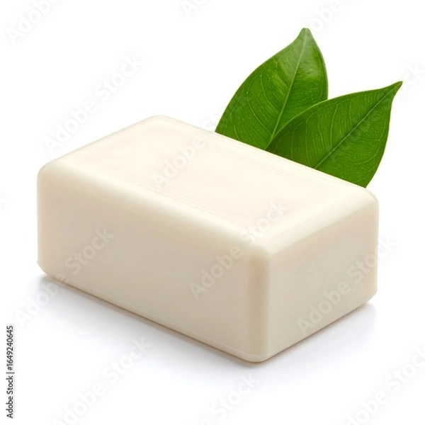 Fototapeta Bar of soap with leaves