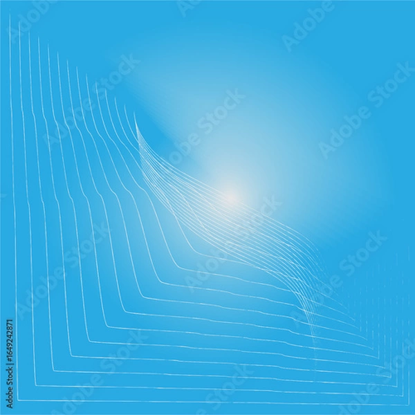 Fototapeta Abstract blue background with sparkling geometric patterns and light burst