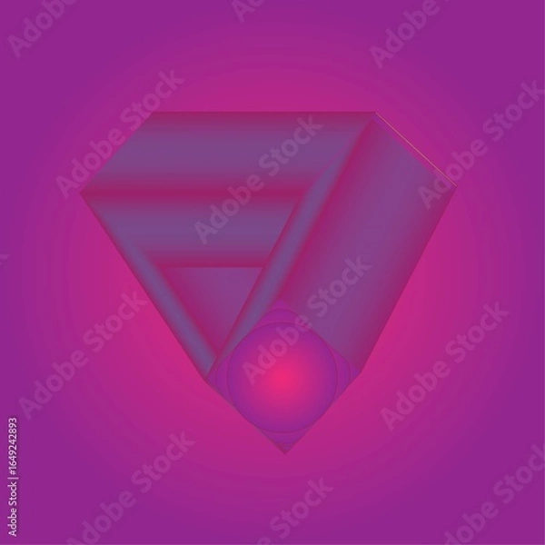 Fototapeta Abstract geometric diamond shape with pink and purple gradient glow