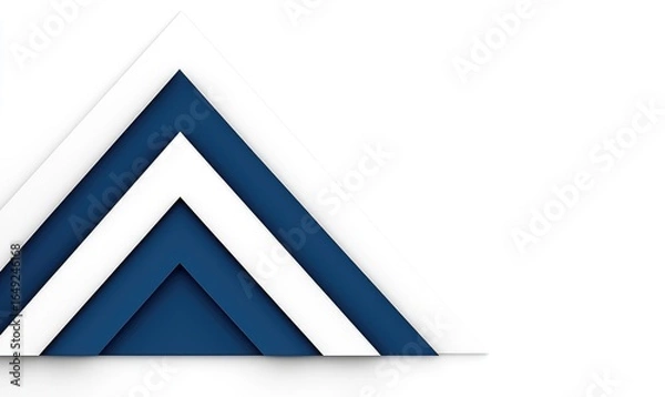 Fototapeta Minimalist abstract with nested upward-pointing triangles in white and blue, receding into the background, creating a sense of depth on a clean white backdrop