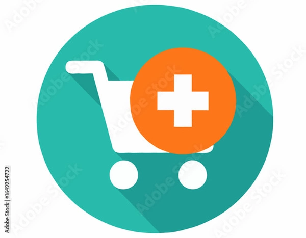Obraz Shopping Cart with Plus Sign – Add to Cart E-Commerce Vector Icon