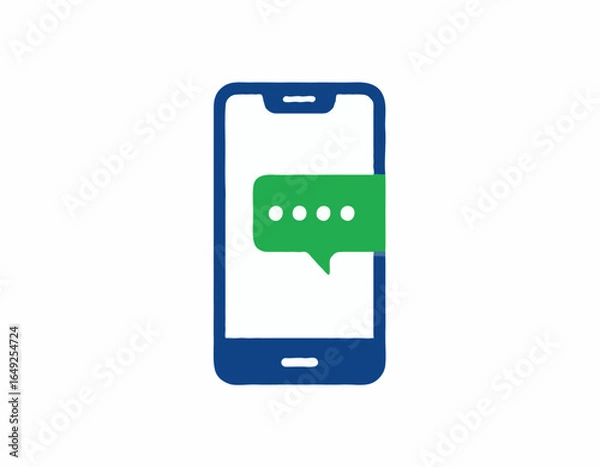 Obraz Minimalist Smartphone with Chat Bubble Icon – Modern Messaging Vector