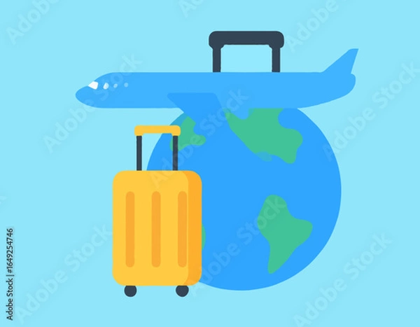 Obraz Airplane and Suitcase Icon – Minimal Travel Vector Design