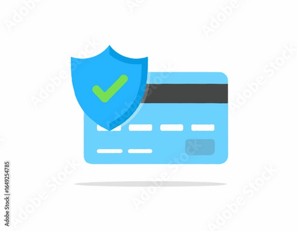 Obraz Secure Payment Icon – Credit Card with Shield Vector